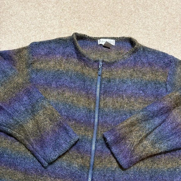 dressbarn Sweaters - Vtg Mohair Cardigan Sweater Womens 2X Multicolor Mohair Blend Stripe Full Zip